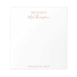 Bloc-note Script De Nom Or Rose Moderne Du Bureau De