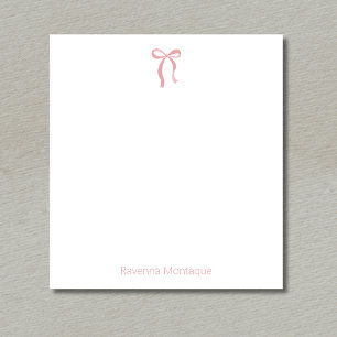 Bloc-note Script de ruban de rose Simple Blush avec nom pers