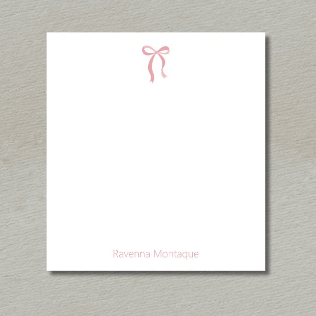 Bloc-note Script de ruban de rose Simple Blush avec nom pers (Créateur téléchargé)