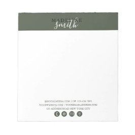 Bloc-note Script de typographie vert foncé moderne