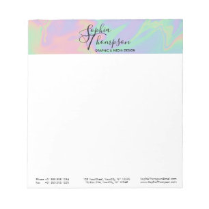 Bloc-note Script holographique moderne Rainbow Pastel - Bloc