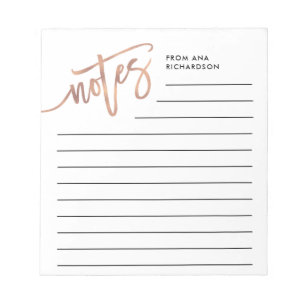 Bloc-note Script manuscrit en or Rose Faux