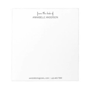 Bloc-note Script noir moderne personnalisé du bureau de nom