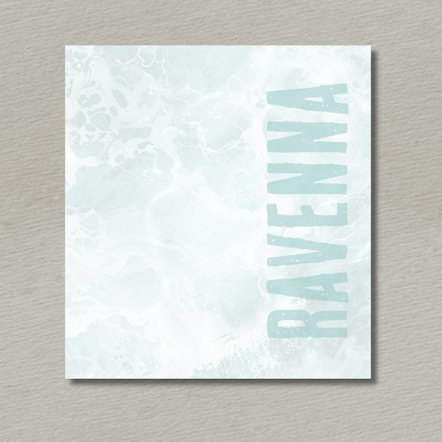 Bloc-note Seafoam Silver Opacity Elegant Custom Script Name (Créateur téléchargé)