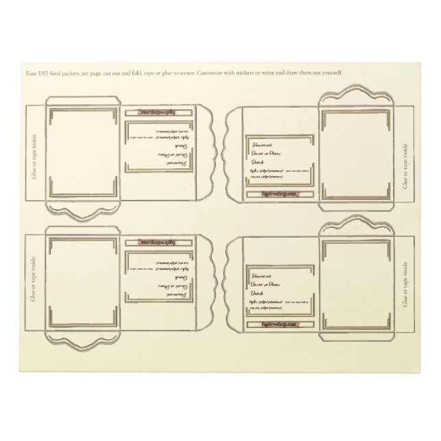 Bloc-note Seed Packet cream DYI Notepad (Devant)