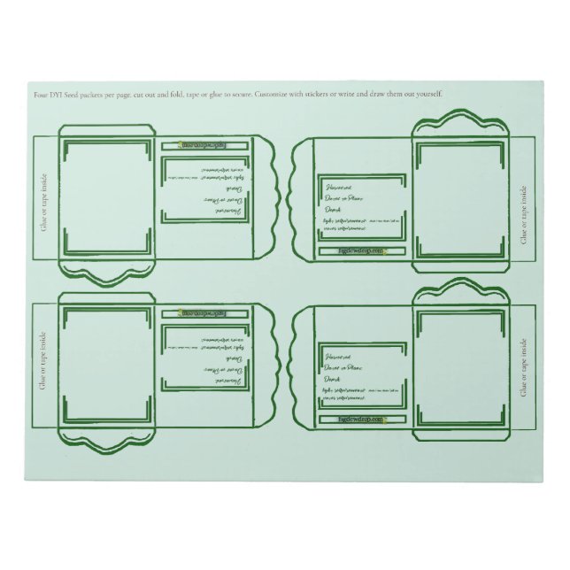 Bloc-note Seed Packet green DYI Notepad (Devant)
