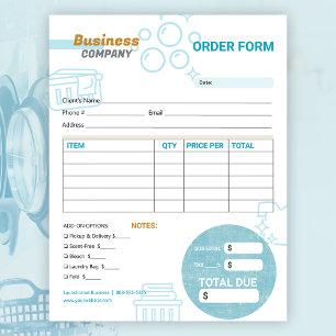 Bloc-note Service de blanchisserie Lave-linge Commande factu