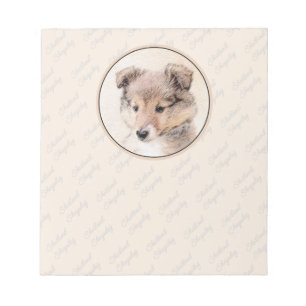 Bloc-note Shetland Sheepdog Puppy Peinture Chien original ar