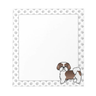 Bloc-note Shih Tzu marron et blanc de dessin animé mignon