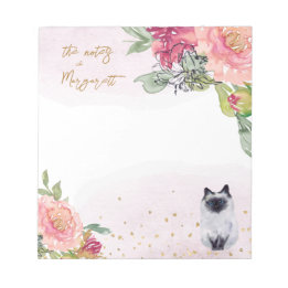 Bloc-note Siamese Cat Illustration Girl Daily Activity Notes