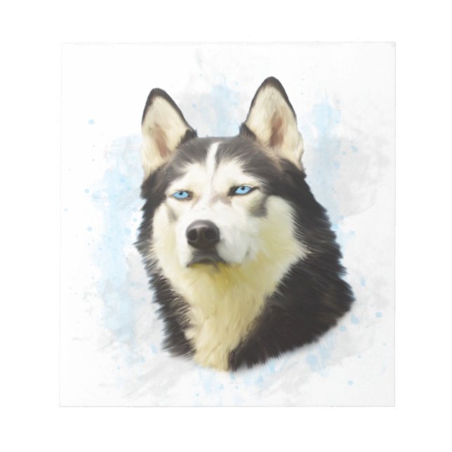 Bloc-note Sibérie Husky Dog Eau Couleur Art Peinture (Devant)