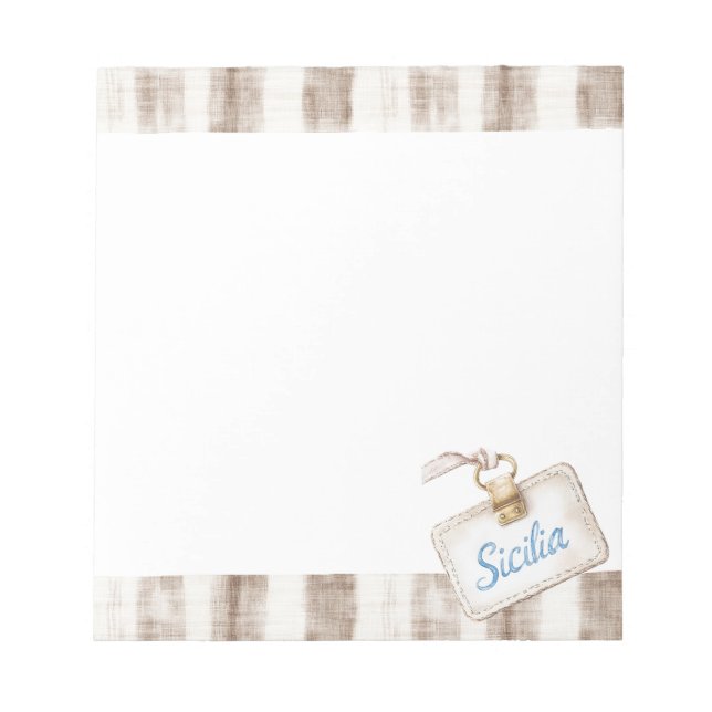Bloc-note Sicily Cream Rustic Brown Stripes (Devant)