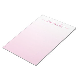 Bloc-note Signature Féminine à Dégradé de Blanc à Rose Clair