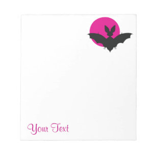 Bloc-note Silhouette de chauve-souris sous la lune rose, art
