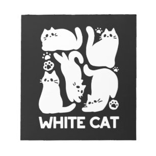 Bloc-note Silhouettes de chaton blanc - Design Feline mignon