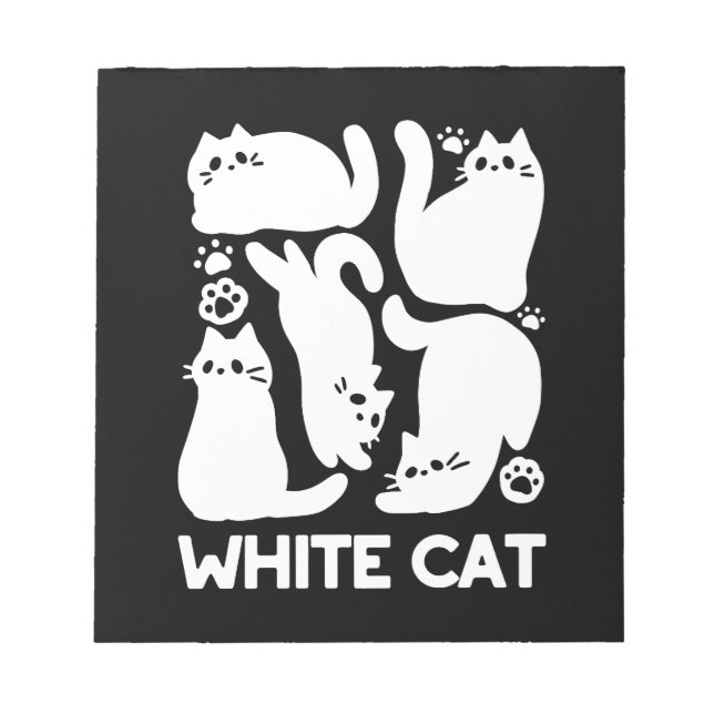 Bloc-note Silhouettes de chaton blanc - Design Feline mignon (Devant)