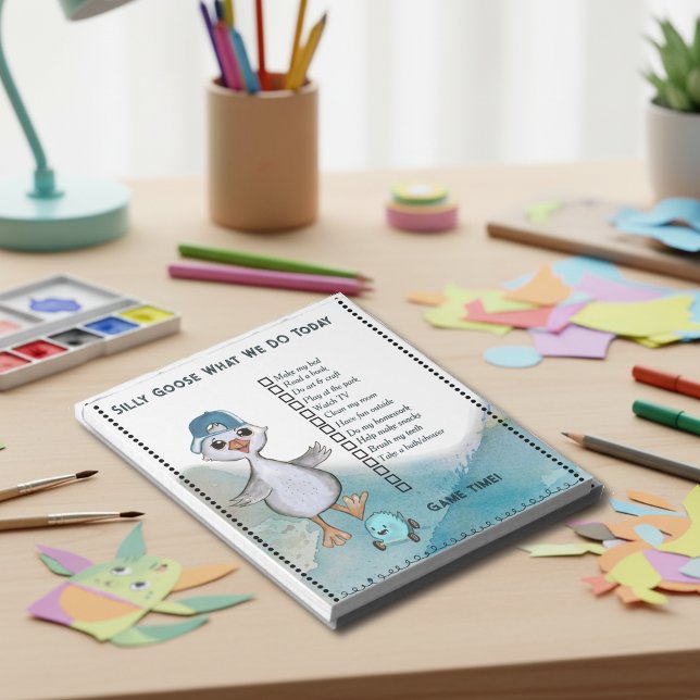 Bloc-note Silly Goose Boy Custom Daily Routine Checklist (Silly Goose Boy Custom Daily Routine Checklist Notepad)