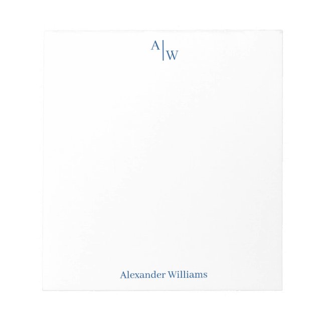 Bloc-note Simple 2 Monogrammes Initiale Marine Professionnel (Devant)