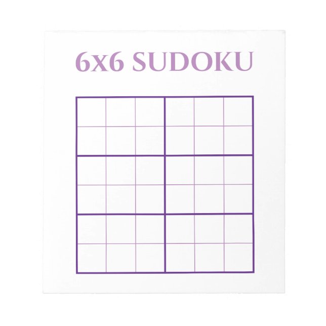 Bloc-note Simple 6 par 6 violet blanc Sudoku Grille Modèle (Devant)
