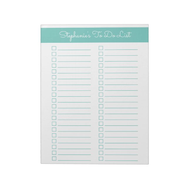 Bloc-note Simple Aqua Vertical 8.5x11 Two Column Checklist (Tourné)