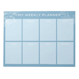 Bloc-note Simple Blue Weekly Planner Notepad