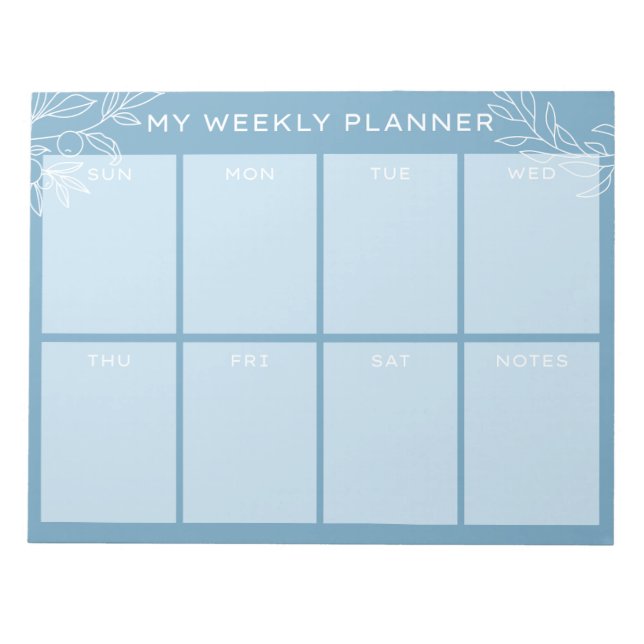 Bloc-note Simple Blue Weekly Planner Notepad (Devant)