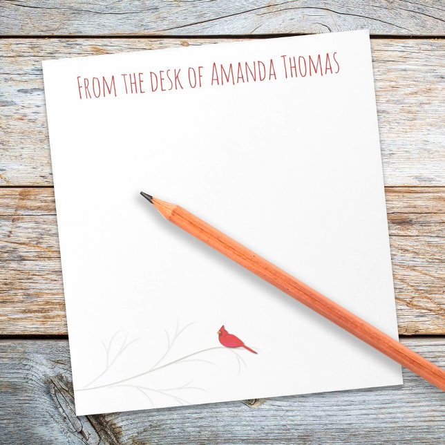 Bloc-note Simple Cardinal Rouge Hiver Élégant Arbre de boule (Simple elegant red cardinal custom notepad)