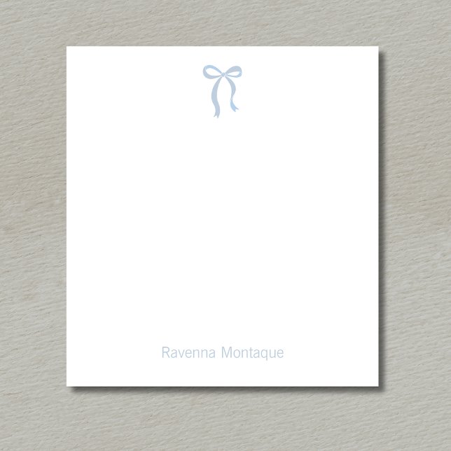 Bloc-note Simple Dusty Blue Bow Script Custom Name Script (Créateur téléchargé)