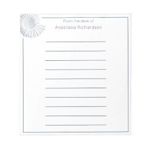 Bloc-note Simple Fossil Shell Pastel Blue du bureau de