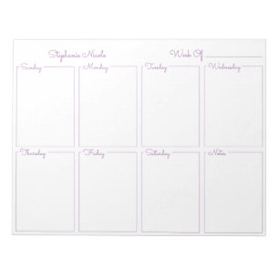Bloc-note Simple Lavande Nom de la bordure mince Planificate