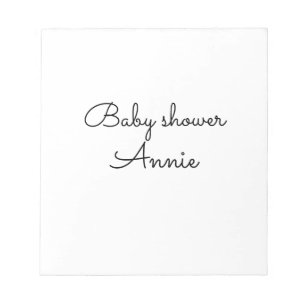 Bloc-note simple minimal ajoutez votre nom texte baby shower