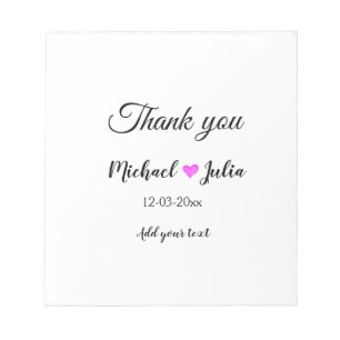 Bloc-note Simple minimal merci couple nom cœur paillettes