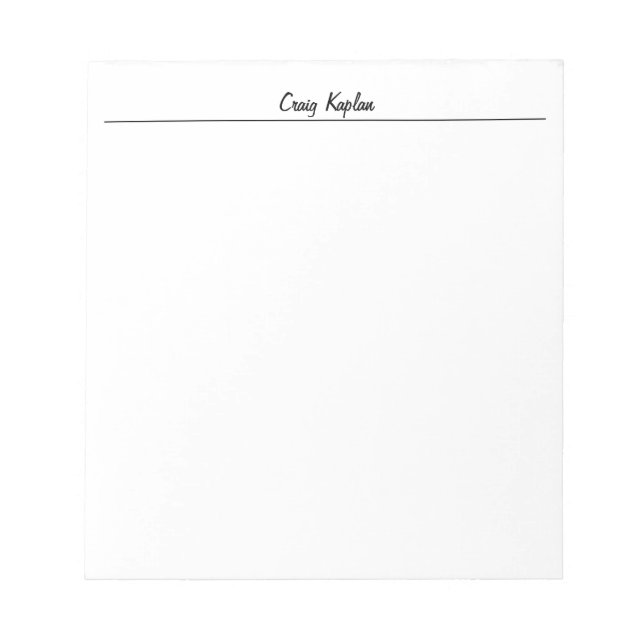 Bloc-note Simple Moderne Blanc Votre Nom Modifier (Devant)