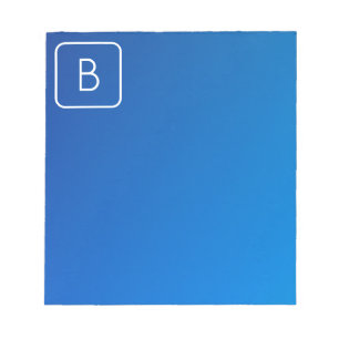 Bloc-note Simple Moderne Dégradé Ombré Bleu & Monogramme