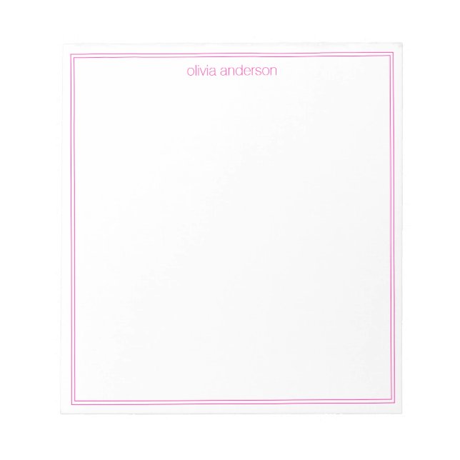 Bloc-note Simple moderne minimaliste rose deux bordures Mono (Devant)