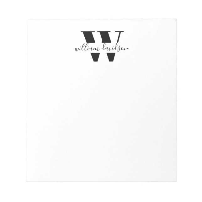 Bloc-note Simple Moderne Monogramme Entreprise Professionnel (Devant)