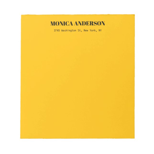 Bloc-note Simple Moderne Plain Professionnel Jaune Ambre (Devant)
