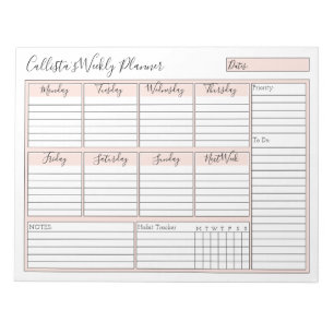 Bloc-note Simple moderne rose blanc planificateur hebdomadai
