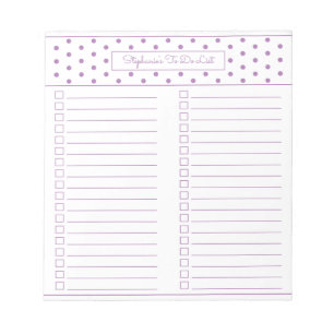 Bloc-note Simple Polka Dot Lavender Two Column Checklist