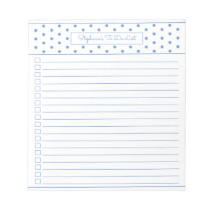 Bloc-note Simple Polka Dot Light Blue One Column Checklist