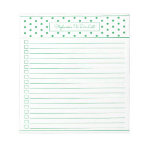 Bloc-note Simple Polka Point Vert Une colonne à faire Liste