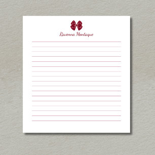 Bloc-note Simple Ruban Bourgogne Nom Personnalisé Ligné 