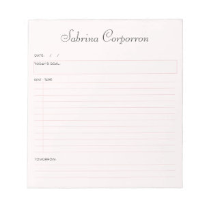 Bloc-note Simple Script Personnalisé Blush To Do List