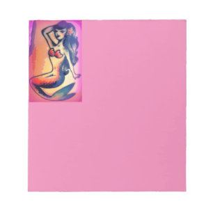 Bloc-note sirène aux cheveux foncés beauté rose