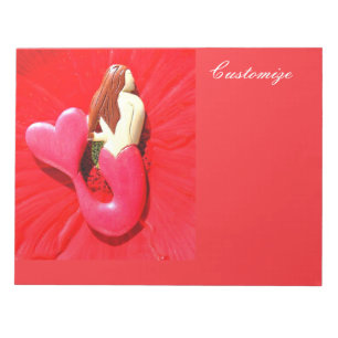 Bloc-note Sirène queue de cœur rouge de Thunder_Cove