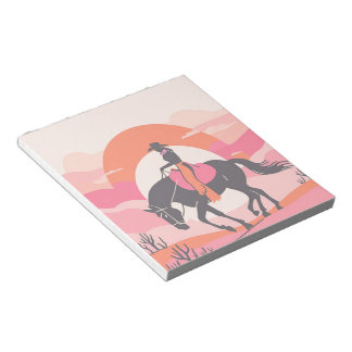 Bloc-note Skis du désert avec Cowgirl chevauchant son cheval