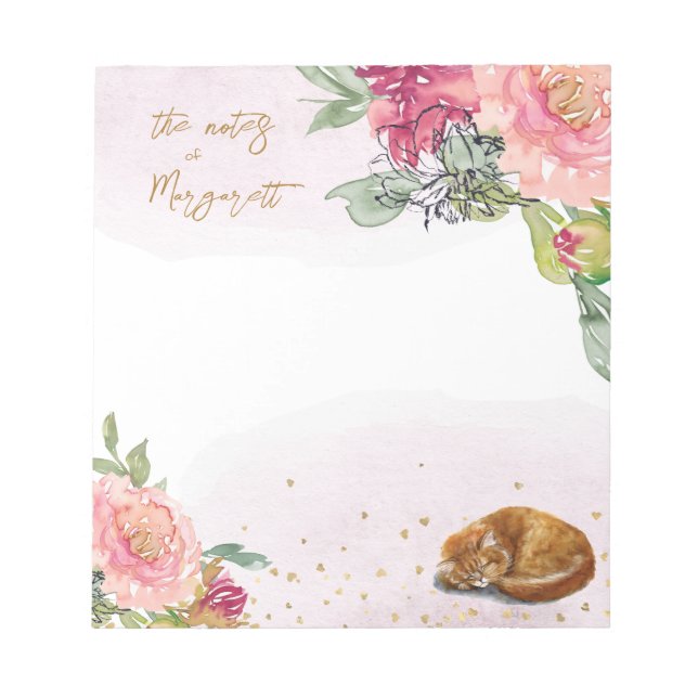 Bloc-note Sleepy Cat Illustration Girl Daily Activity Notes (Devant)