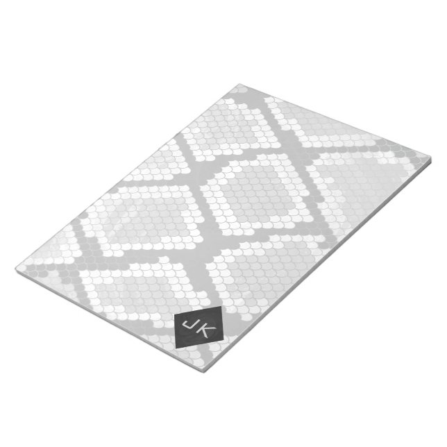 Bloc-note Snakeskin Gris, blanc et noir Monogramme (Incliné)
