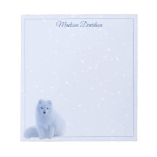 Bloc-note Snowflakes d'hiver Cube Fox Personnalisé Bleu