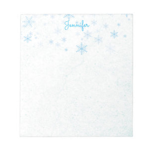 Bloc-note Snowflakes Fancy Script Nom de neige Cadeau Bloc-n